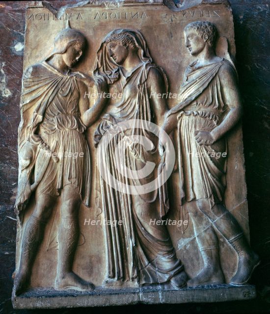 Hellenistic Greek relief of Orpheus and Eurydice, 4th century BC. Artist: Unknown