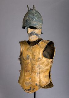 Helmet of the Italo-Chalcidian Type, Anatomical Cuirass, and Left Greave, late 5th-4th cent B.C. Creator: Unknown