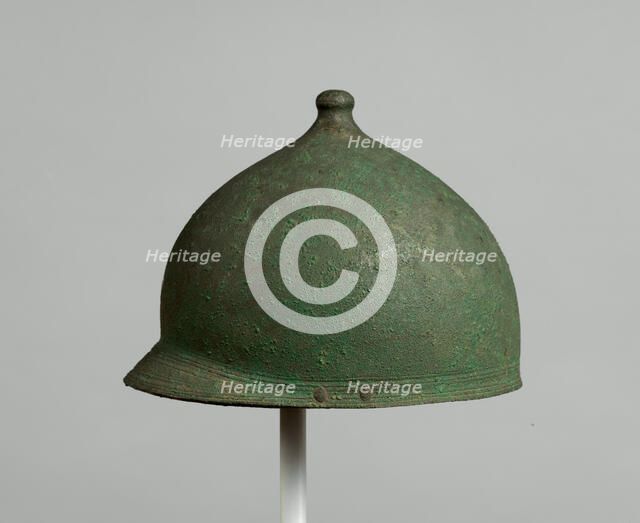 Helmet of the Montefortino Type, Etruscan, late 4th-early 3rd century B.C.; cheekpieces, modern. Creator: Unknown.