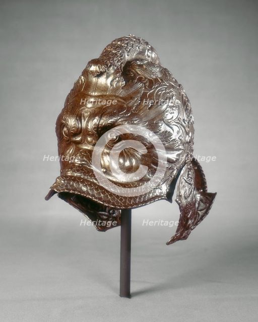 Helmet (burgonet) in the Form of a Dolphin Mask, 1540/1545. Creator: Giovan Paolo Negroli.