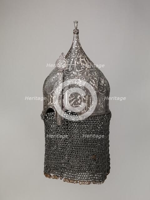 Helmet with Aventail, Turkish, in the style of Turkman armour, late 15th-16th century. Creator: Unknown.