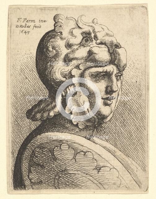 Helmeted Head, 1645. Creator: Wenceslaus Hollar.