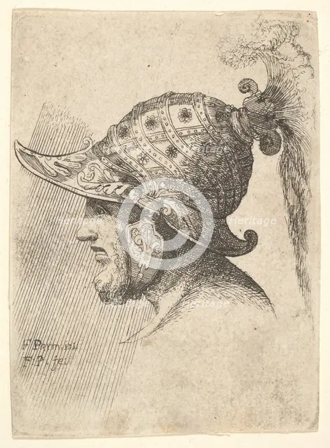 Helmeted head, 1662-78. Creator: Francis Place.