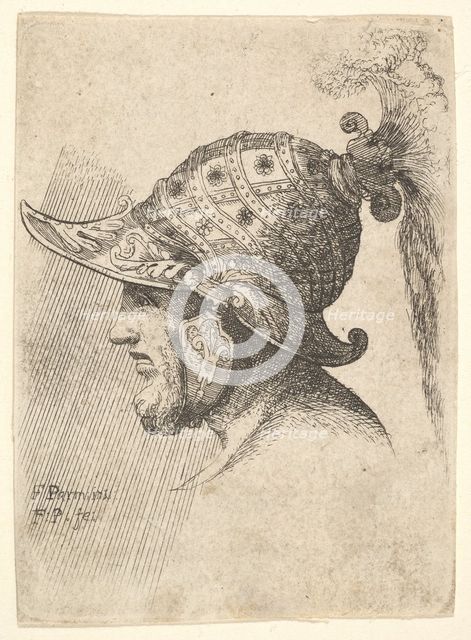 Helmeted head, 1662-78. Creator: Francis Place.