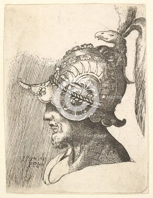 Helmeted head, 1662-78. Creator: Francis Place.