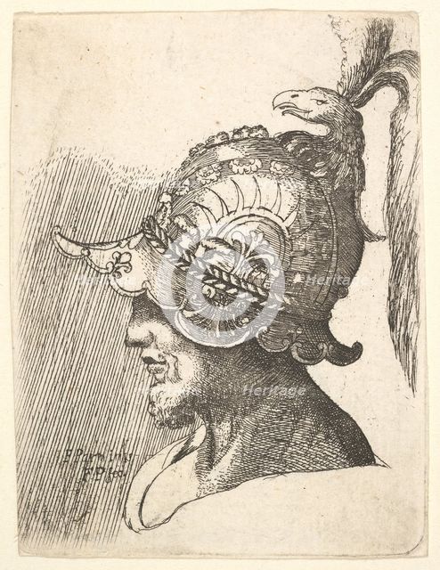 Helmeted head, 1662-78. Creator: Francis Place.