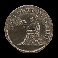 Helmeted Nude Figure Seated, Holding a Lion's Head from which Issue Bees [reverse], 16th century. Creator: Unknown