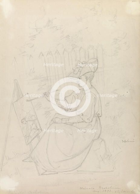 Helmi Sjöstrand Painting Outside, 1893. Creator: Carl Eneas Sjostrand.