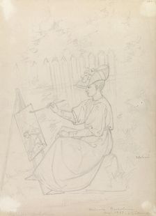 Helmi Sjöstrand Painting Outside, 1893. Creator: Carl Eneas Sjostrand