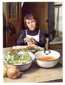 Helping Mother 1901.Artist: Andre & Sleigh