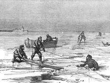 Helping strugglers in the ice-holes, 1874. Creator: Unknown