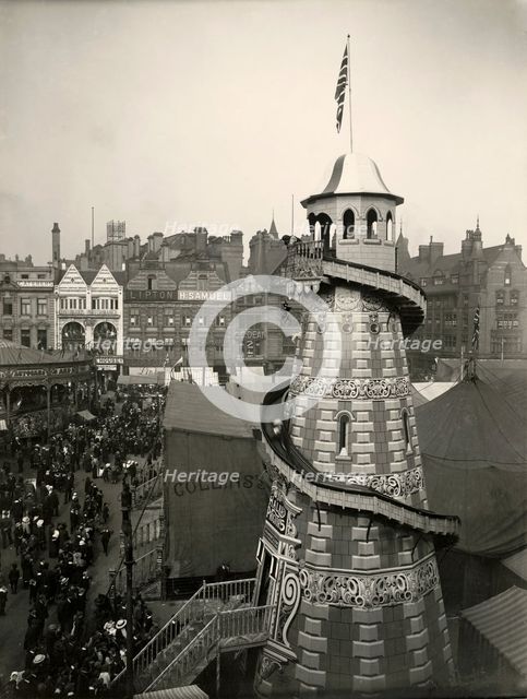 Helter skelter, Goose Fair, Market Place, Nottingham, Nottinghamshire, 1914. Creator: Unknown.