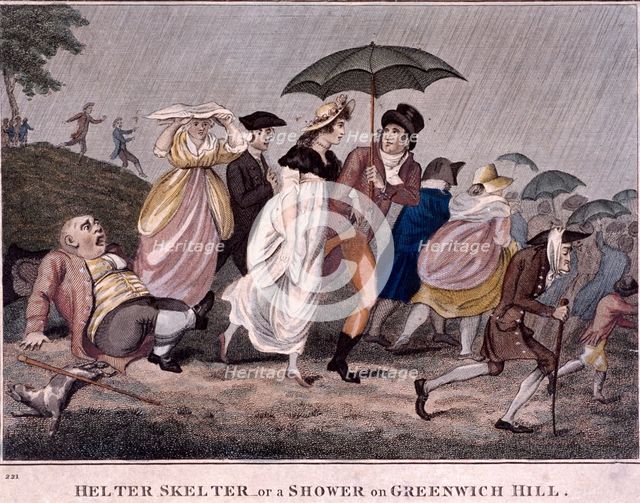 'Helter Skelter - or a shower on Greenwich Hill', London, 1798. Artist: Anon