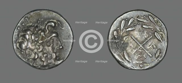 Hemidrachm (Coin) Depicting the God Zeus Amarios, 191-146 BCE. Creator: Unknown.