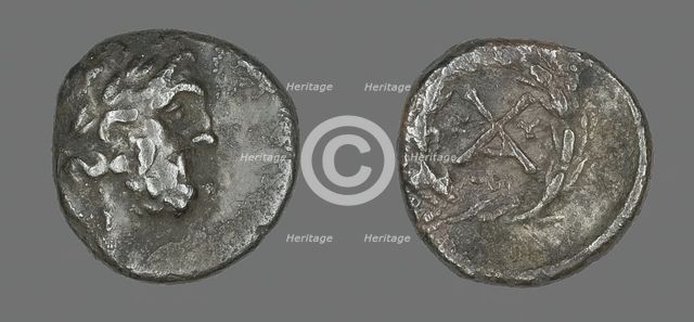 Hemidrachm (Coin) Depicting the God Zeus Amarios, 222-146 BCE. Creator: Unknown.