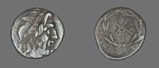 Hemidrachm (Coin) Depicting the God Zeus Amarios, 222-146 BCE. Creator: Unknown