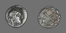 Hemidrachm (Coin) Depicting the God Zeus Amarios, 222-146 BCE. Creator: Unknown