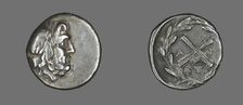 Hemidrachm (Coin) Depicting the God Zeus Amarios, 222-146 BCE. Creator: Unknown