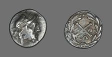 Hemidrachm (Coin) Depicting the God Zeus Amarios, 222-146 BCE. Creator: Unknown