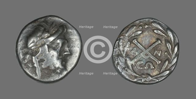 Hemidrachm (Coin) Depicting the God Zeus Amarios, 222-146 BCE. Creator: Unknown.