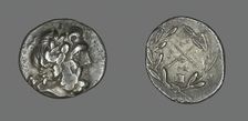 Hemidrachm (Coin) Depicting the God Zeus Amarios, 234-146 BCE. Creator: Unknown
