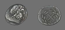 Hemidrachm (Coin) Depicting the God Zeus Amarios, before 222 BCE. Creator: Unknown