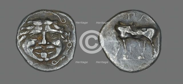 Hemidrachm (Coin) Depicting a Bull, about 400 BCE and later. Creator: Unknown.