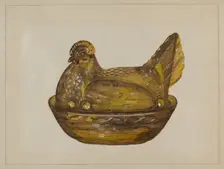 Hen on Dish, c. 1936. Creator: Katherine Hastings
