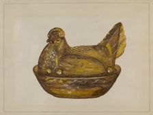 Hen on Dish, c. 1936. Creator: Katherine Hastings