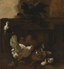 Hen and ducklings watched by a raven, 1842-1866. Creator: Wladimir Swertschkoff
