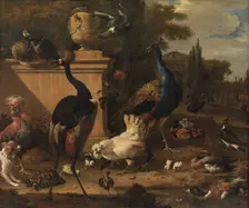 Hen Run at a Manor, c1675-1680. Creator: Hondecoeter, Melchior de (1636-1695)