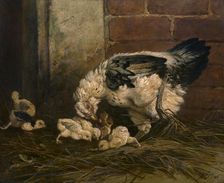 Hen with Chicken, 1856. Creator: Charles Verlat