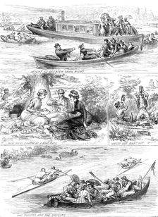 Henley Regatta: sketches on the river, 1880. Creator: Unknown