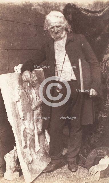 Henning with Parthenon Frieze, 1843-47. Creators: David Octavius Hill, Robert Adamson, Hill & Adamson.