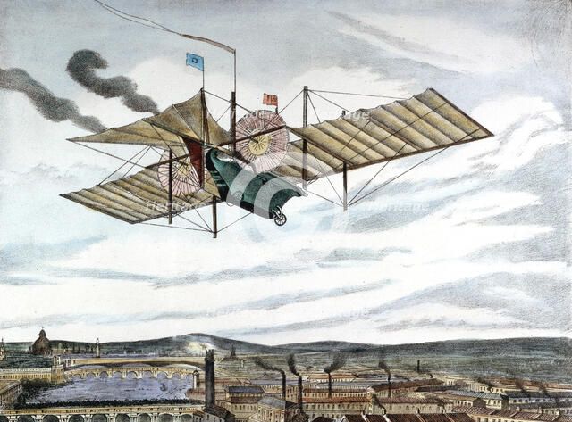 Henson and Stringfellow's 1843 design for steam-powered flying machine, 1843. Artist: Unknown