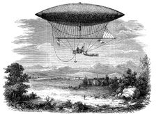 Henri Giffard's steam powered steerable (dirigible) airship, 1852