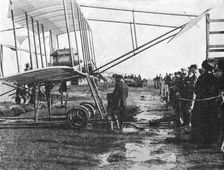 Henri Farman and his 50 hp Gnome biplane, Blackpool Aviation Meeting, Lancashire, 1909 (1933). Artist: Flight Photo