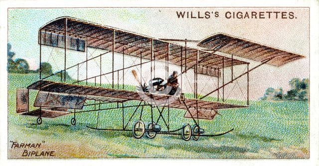 Henri Farman in the Farman biplane, French aviator and aircraft constructor, c1909. Artist: Unknown