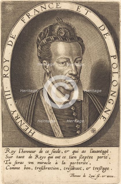 Henri III, King of France. Creator: Thomas de Leu.