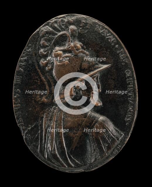 Henri IV, 1553-1610, King of France 1589, as Mars [obverse], model 1601, cast possibly before 1610. Creator: Nicolas Guinier.