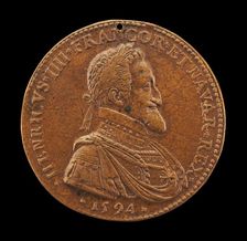 Henri IV, 1553-1610, King of France 1589 [obverse], 1594. Creator: Philippe Danfrie