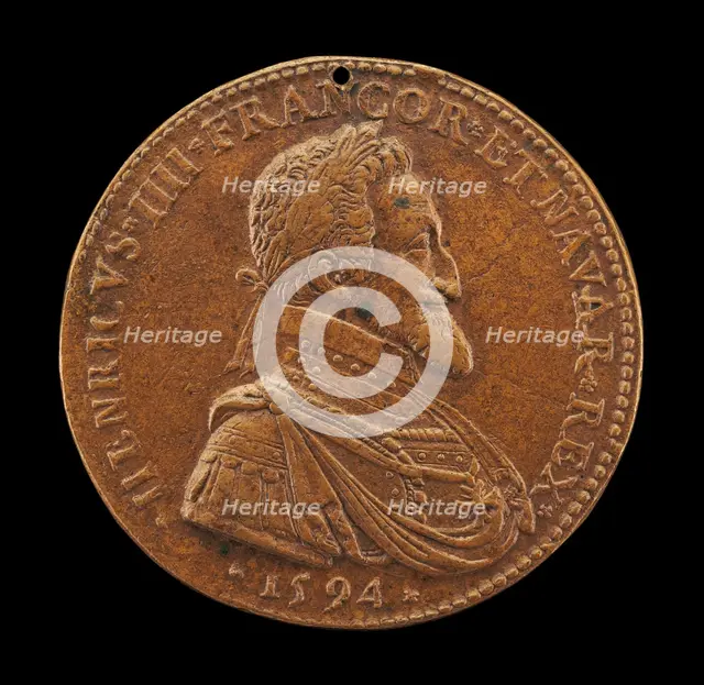 Henri IV, 1553-1610, King of France 1589 [obverse], 1594. Creator: Philippe Danfrie.