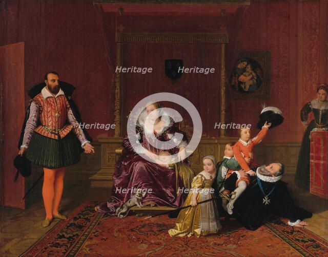Henri IV jouant avec ses enfants au moment où l'ambassadeur d'Espagne est admis en sa présence, 1817 Creator: Jean-Auguste-Dominique Ingres.
