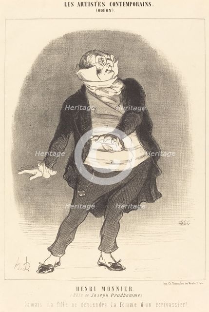 Henri Monnier (Rôle de Joseph Prudhomme), 1852. Creator: Honore Daumier.