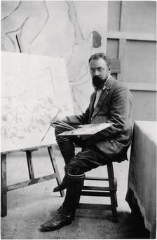 Henri Matisse in his studio in Issy-les-Moulineaux, 1909. Creator: Manuel, Henri (1874-1947)