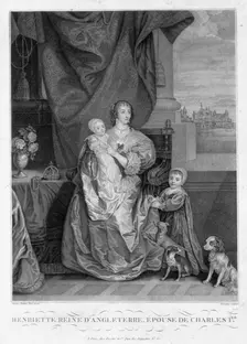 Henrietta Maria, Queen of King Charles I of England, with two of their children, c1630s (1880s). Creator: Henri-Arthur Bonnefoy