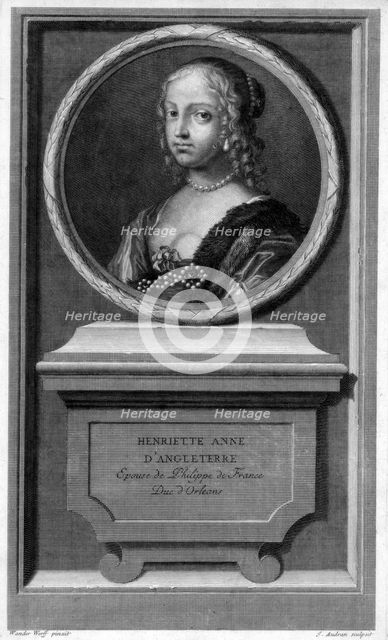 Henrietta Anne Stuart, wife of Philippe duc d'Orléans, 17th century. Artist: Audran