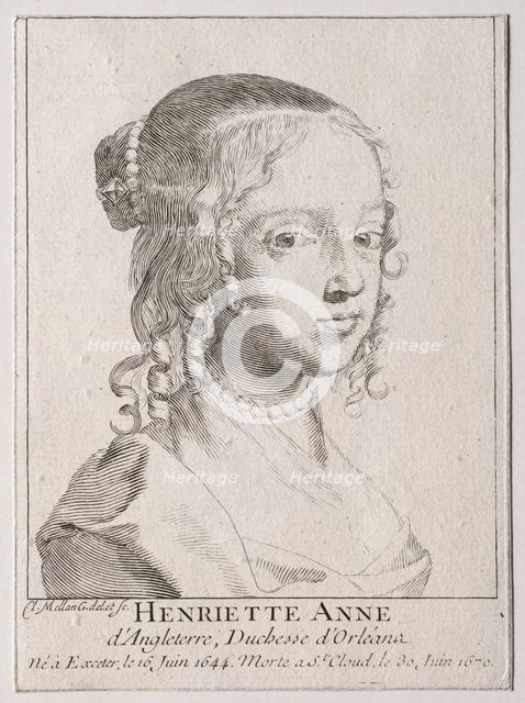 Henriette-Marie dAngleterre, duchess dOrleans. Creator: Claude Mellan (French, 1598-1688).