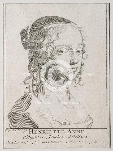 Henriette-Marie dAngleterre, duchess dOrleans. Creator: Claude Mellan (French, 1598-1688).