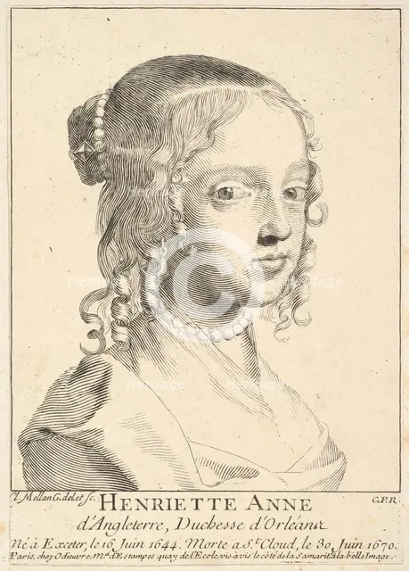 Henriette-Anne d'Angleterre, duchesse d'Orléans. Creator: Claude Mellan.